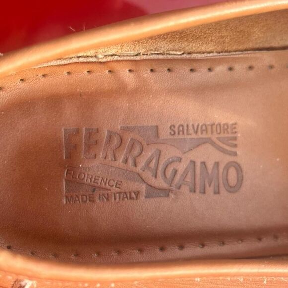 Salvatore Ferragamo Women's Leather Loafers Flats Size 8 Camel Brown - Picture 3 of 7